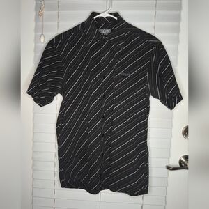 VTG Moschino Jeans Mens Shirt Size M Black Short Sleeve Made In Italy Button Up